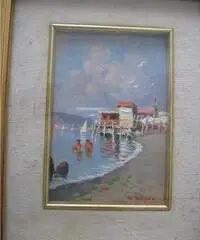 Piccolo quadro impressionista rappresentante un lido della c - Napoli